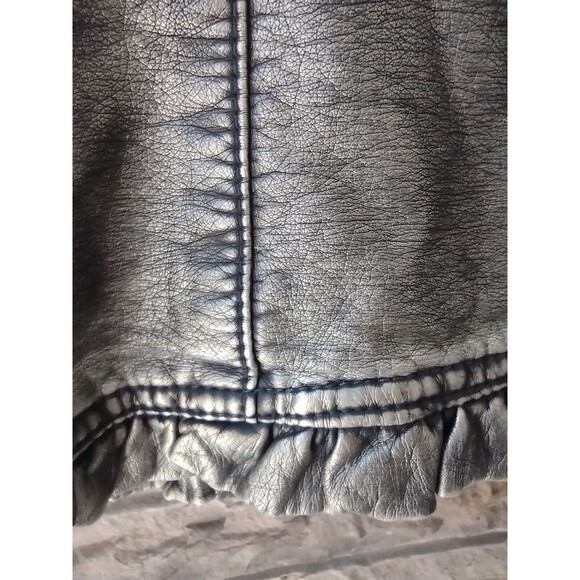 Outerwear by Lisa Jacket Gold Metallic W Black Distressed Finish Vegan Leather - Picture 12 of 14